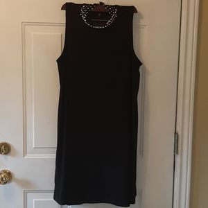 Tiana B Sleeveless black pearled neck swin…